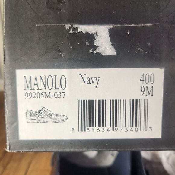 Jump New York Manolo Double Monk Strap Dress Shoes Men Sz 9 M Navy Blue Leather - Picture 11 of 11